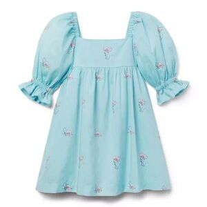 Janie & Jack x Disney Ariel Puff Sleeve Dress Girls Size 4 Little Mermaid Blue